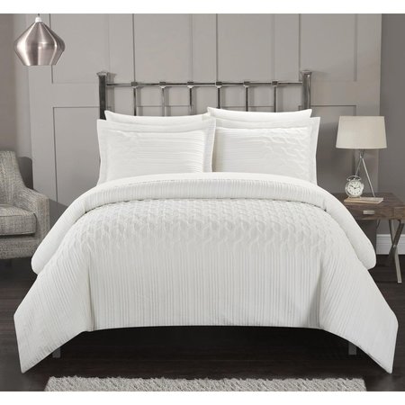 FIXTURESFIRST 3 Piece Jazzmyn Comforter Set - White, Queen Size FI2542009